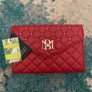 NWT Badgley Mischka Diamond Quilted Envelope Crossbody Red